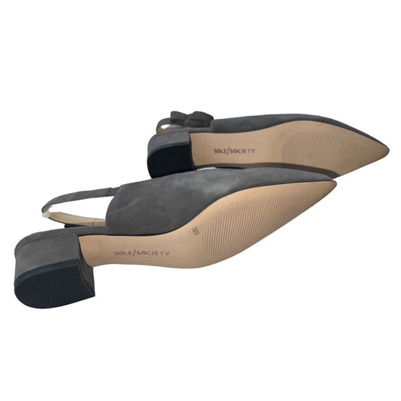 SOLE SOCIETY Maelie Slingbacks Women's 7.5 M Taupe Suede Low Black Heel - Picture 4 of 5
